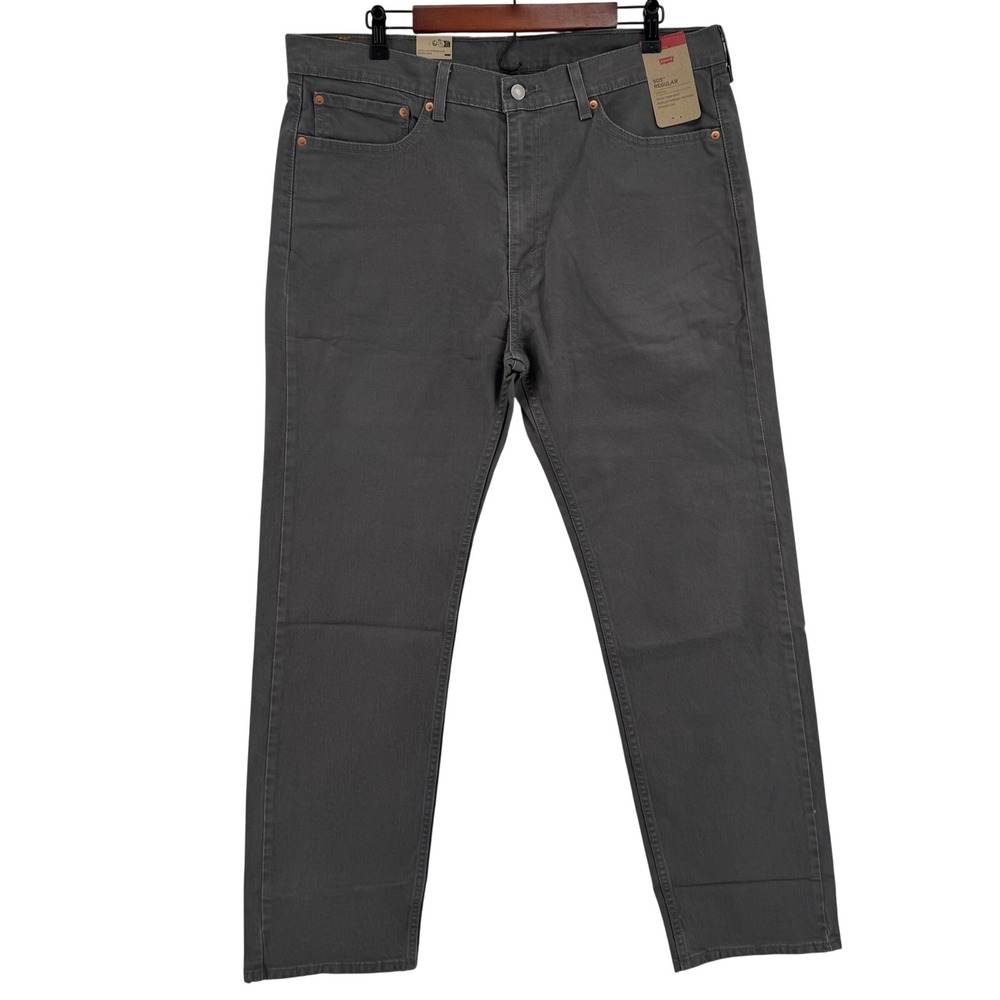 Levi's 505 Regular Fit Jeans Mens 38x32 Gray Stretch Straight Leg Pants NEW